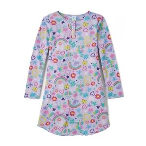 Children’s Place PJ Place Purple Doodle Graphic Long Sleeve Henley Nightgown 5/6